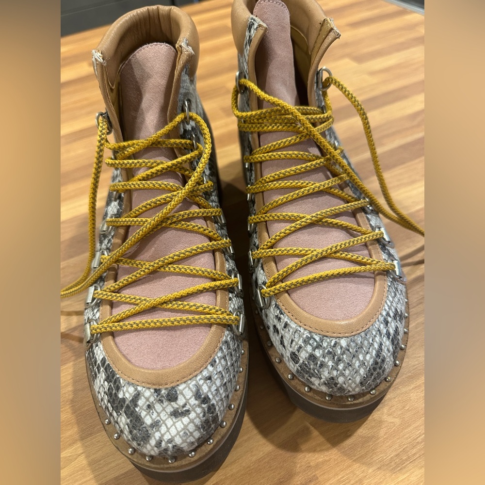 Free People DURANGO Snakeskin Boots with Yellow Accents